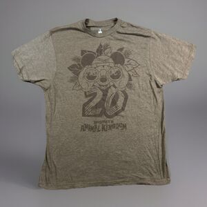 DISNEY PARKS Animal Kingdom 20th Anniversary Shirt Brown Mickey Binocular Sz Lrg